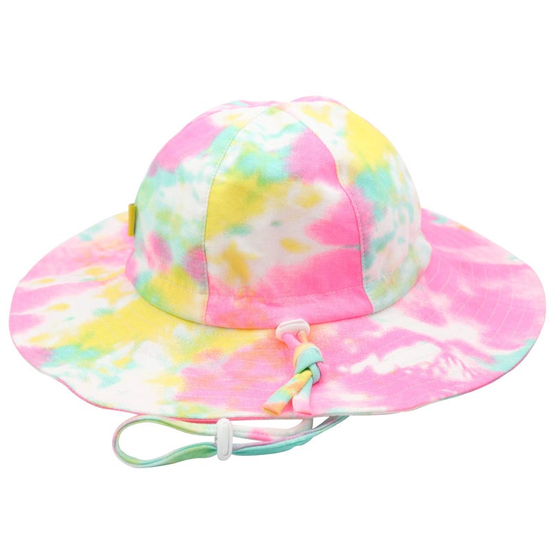 DASMINI Baby&Toddler Girl Tie Dye Wide Brim Adjustable UPF50+ Sun Hats Summer Beach Infant Kids Caps (Tie Dye5, 6-24M) - Image 3
